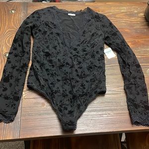 Free People Bodysuit black lace NWT.  Would be so cute with jeans or skirt.
